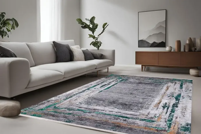 Urban Distressed Frame Washable Rug - Image 2