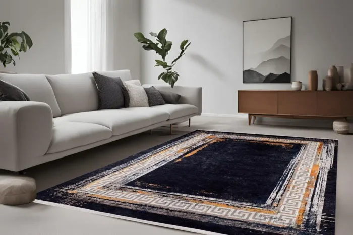 Modern Greek Key Border Washable Rug - Image 2