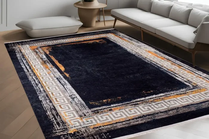 Modern Greek Key Border Washable Rug - Image 4