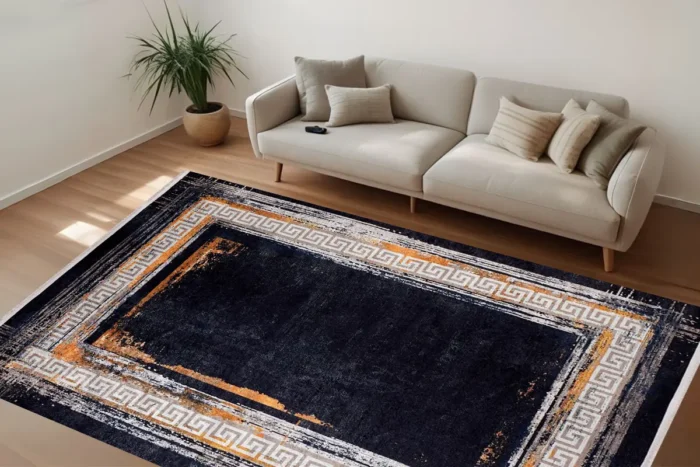 Modern Greek Key Border Washable Rug - Image 3