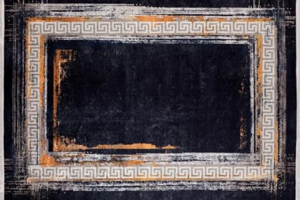 Modern Greek Key Border Washable Rug Modern Greek Key Border Washable Rug