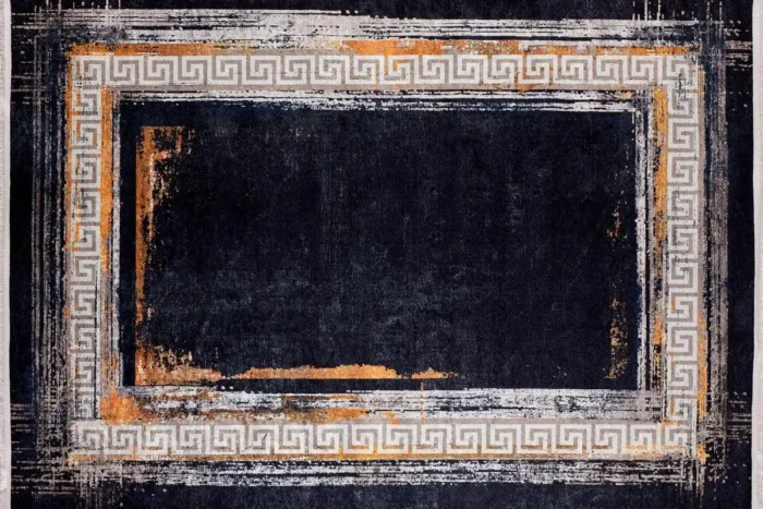 Modern Greek Key Border Washable Rug - Image 1