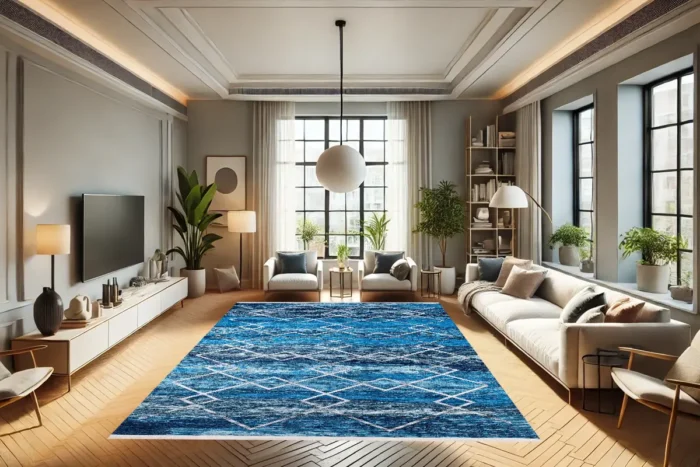 Azure Diamond Elegance Washable Rug - Image 4