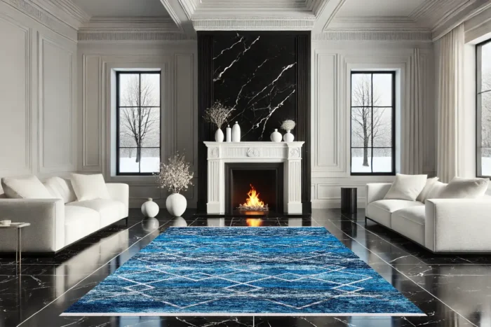 Azure Diamond Elegance Washable Rug - Image 3