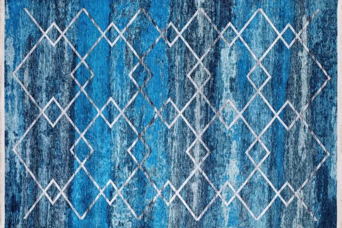 Azure Diamond Elegance Washable Rug - Image 1