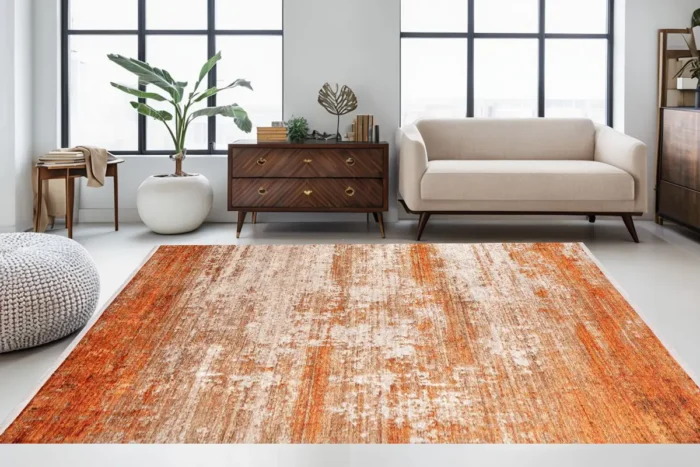 Amber Glow Rustic Washable Rug - Image 2