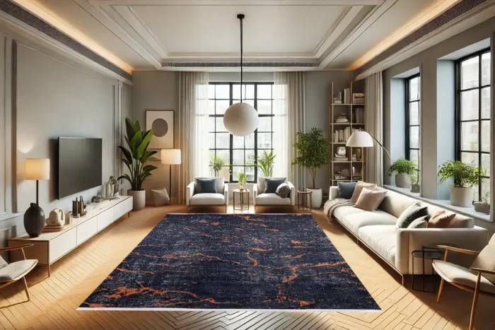 Black Lava Vein Washable Rug - Image 4