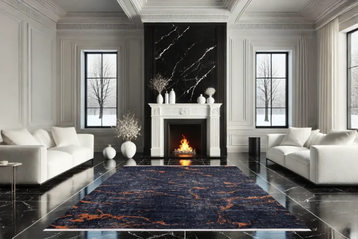 Black Lava Vein Washable Rug - Image 3