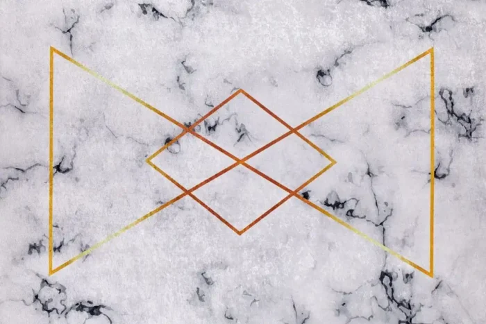 Golden Geometric Marble Rug Washable Rug - Image 1