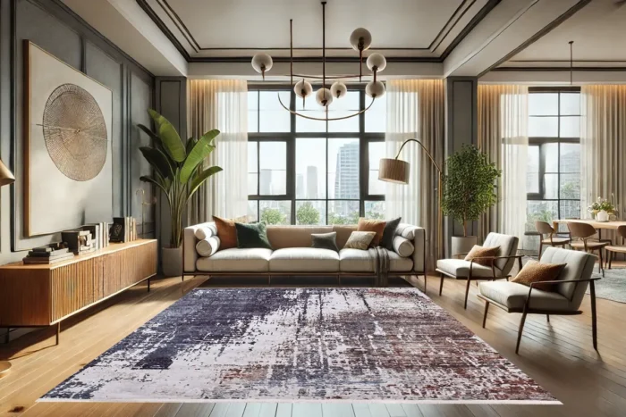 Rustic Abstract Modern Washable Rug - Image 3
