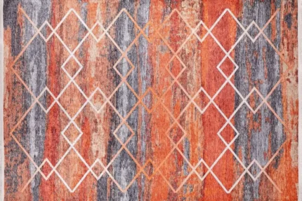 Vibrant Geometric Stripes Washable Rug Vibrant Geometric Stripes Washable Rug