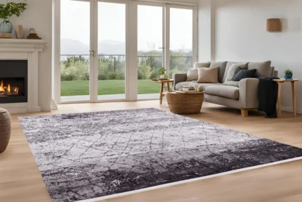 Modern Industrial Gray Washable Rug Modern Industrial Gray Washable Rug