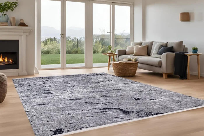 Monochrome Marble Washable Rug - Image 2