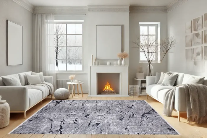 Monochrome Marble Washable Rug - Image 4