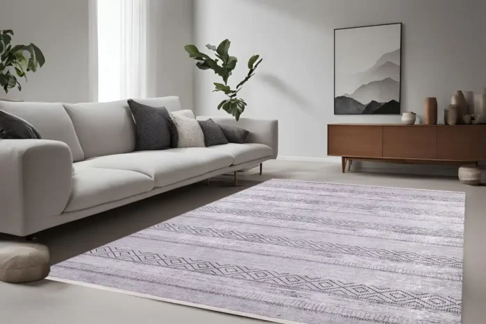 Geometric Stripe Washable Rug - Image 2