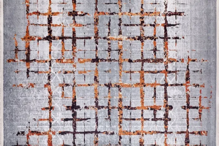 Rustic Grid Washable Rug - Image 1
