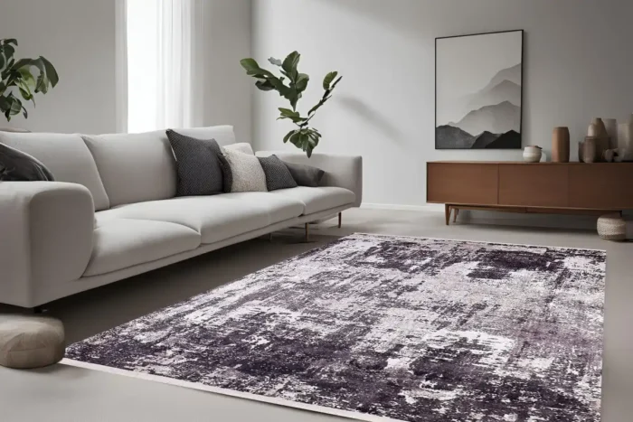 Monochrome Distressed Washable Rug - Image 2