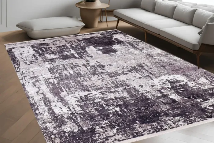 Monochrome Distressed Washable Rug - Image 4