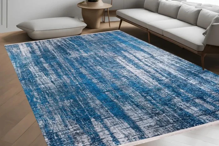 Oceanic Waves Textured Washable Rug - Image 4