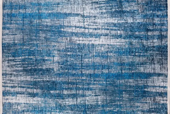 Oceanic Waves Textured Washable Rug - Image 1
