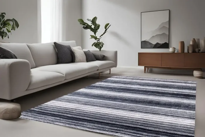 Monochrome Elegance Striped Washable Rug - Image 2