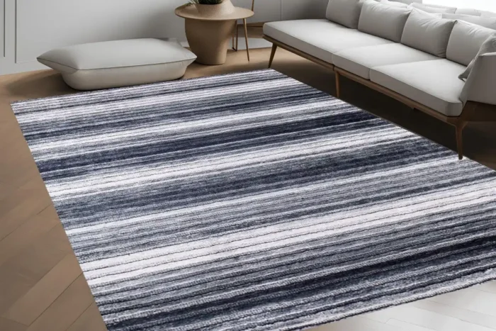 Monochrome Elegance Striped Washable Rug - Image 4