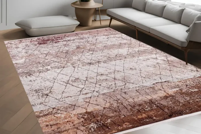 Rustic Diamond Pattern Washable Rug - Image 4