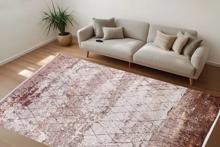 Rustic Diamond Pattern Washable Rug - Image 3