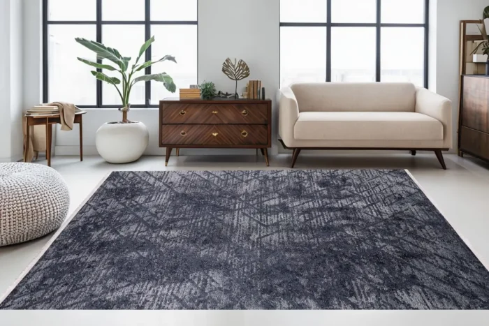 Midnight Geometric Washable Rug - Image 2