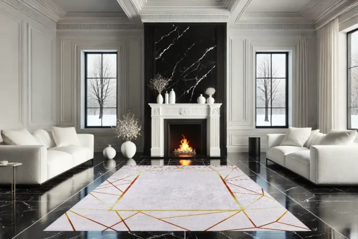 Golden Geometry Washable Rug - Image 3