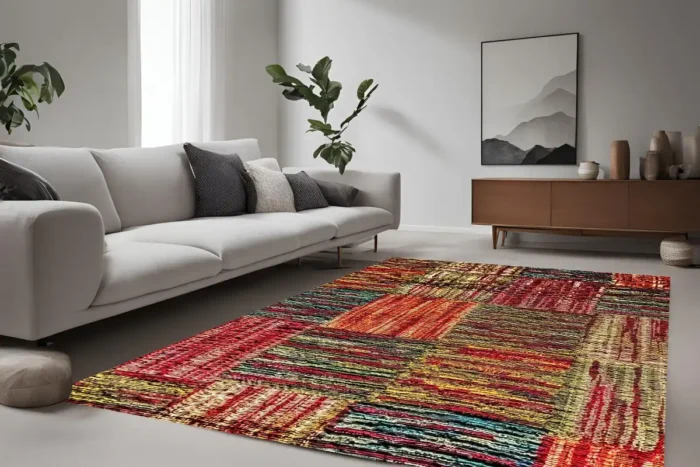 Rainbow Patchwork Washable Rug - Image 2