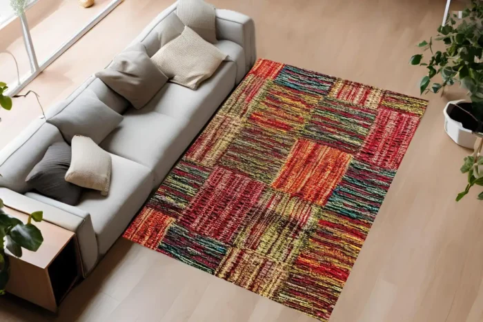 Rainbow Patchwork Washable Rug - Image 3