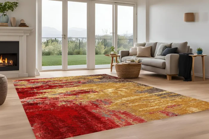 Crimson Blaze Washable Rug - Image 2