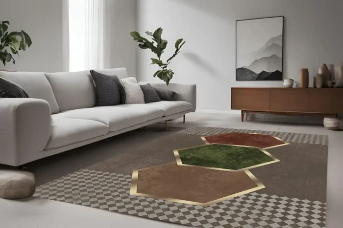Hexagonal Harmony Washable Rug - Image 2