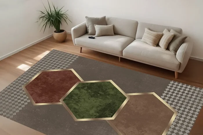 Hexagonal Harmony Washable Rug - Image 3