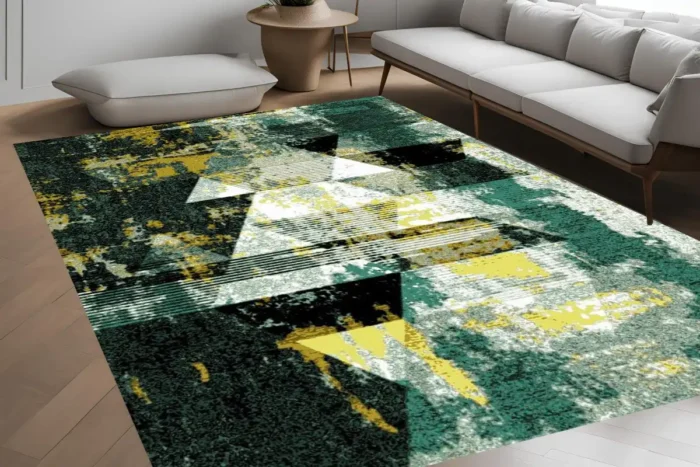 Emerald Geo Abstract Washable Rug - Image 4
