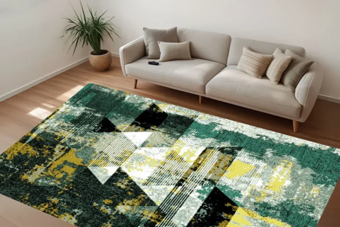 Emerald Geo Abstract Washable Rug - Image 3