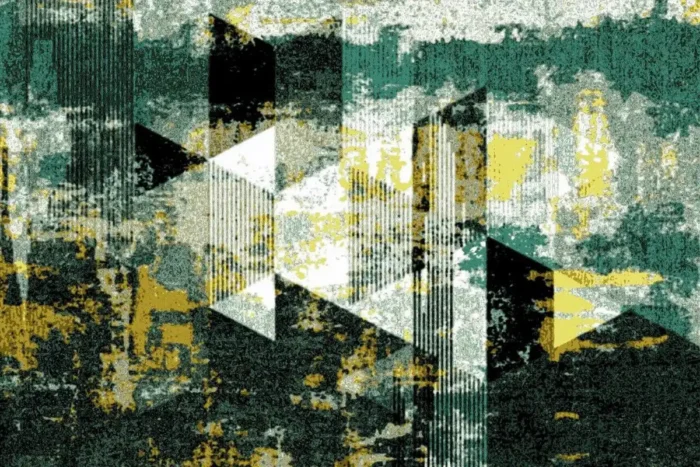 Emerald Geo Abstract Washable Rug - Image 1