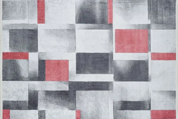 Crimson Blocks Washable Rug - Image 1