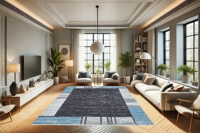 Contemporary Azure Square Washable Rug - Image 4