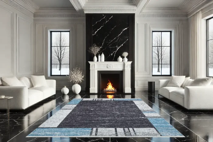 Contemporary Azure Square Washable Rug - Image 3