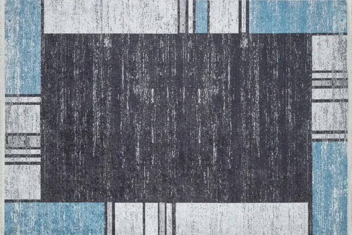 Contemporary Azure Square Washable Rug - Image 1