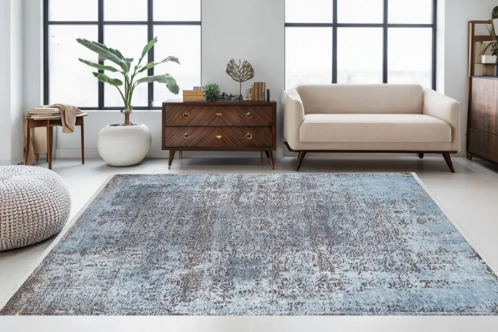 Azure Bloom Washable Rug - Image 2