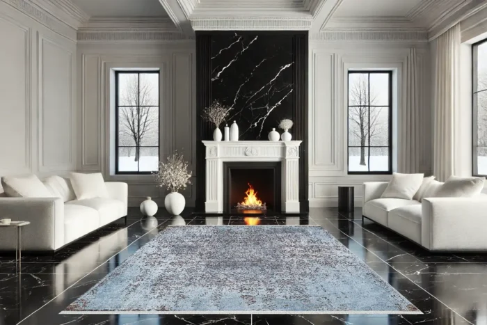 Azure Bloom Washable Rug - Image 3