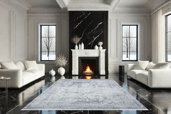 Silver Mosaic Washable Rug - Image 3