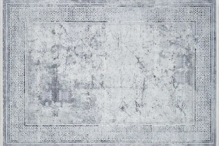Silver Mosaic Washable Rug - Image 1