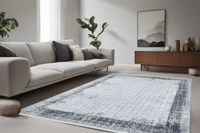 Grid Noir 3 Washable Rug - Image 2