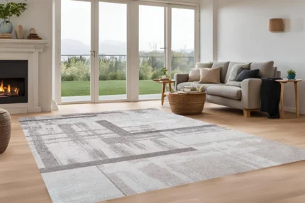 Silver Strata Washable Rug Silver Strata Washable Rug