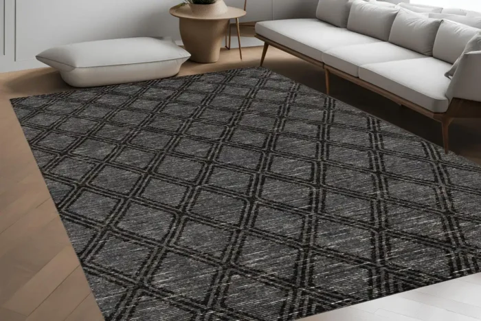Lattice Noir Washable Rug - Image 4