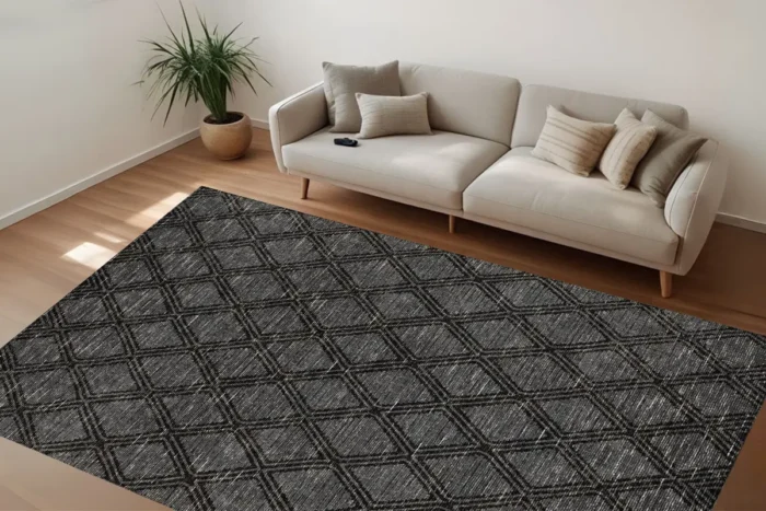 Lattice Noir Washable Rug - Image 3